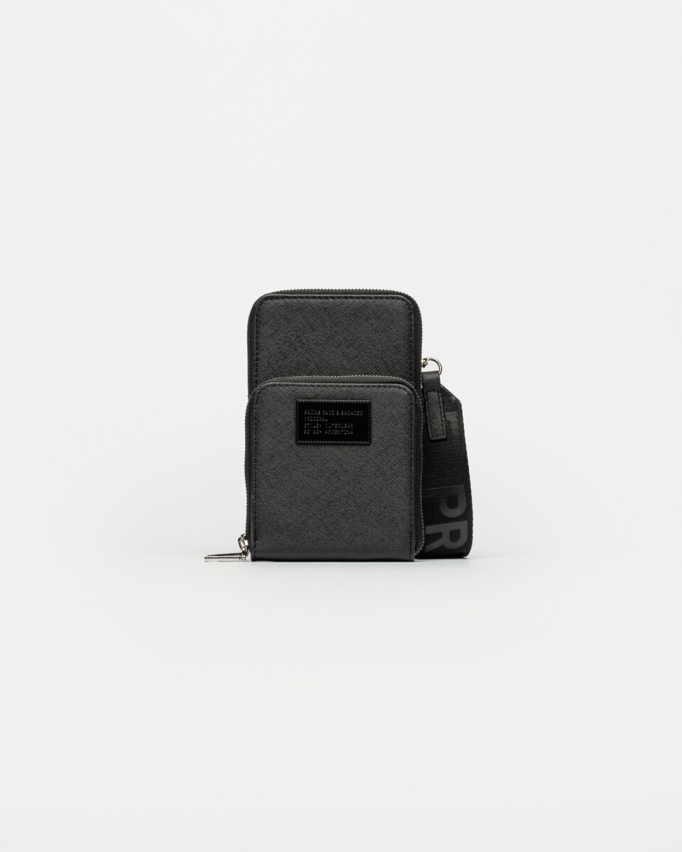 Porta Celular Penny en Efecto Cuero Zaffiano - Negro 