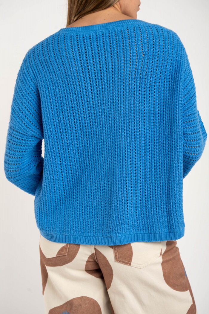 Sweater Texturado Lurex Azul