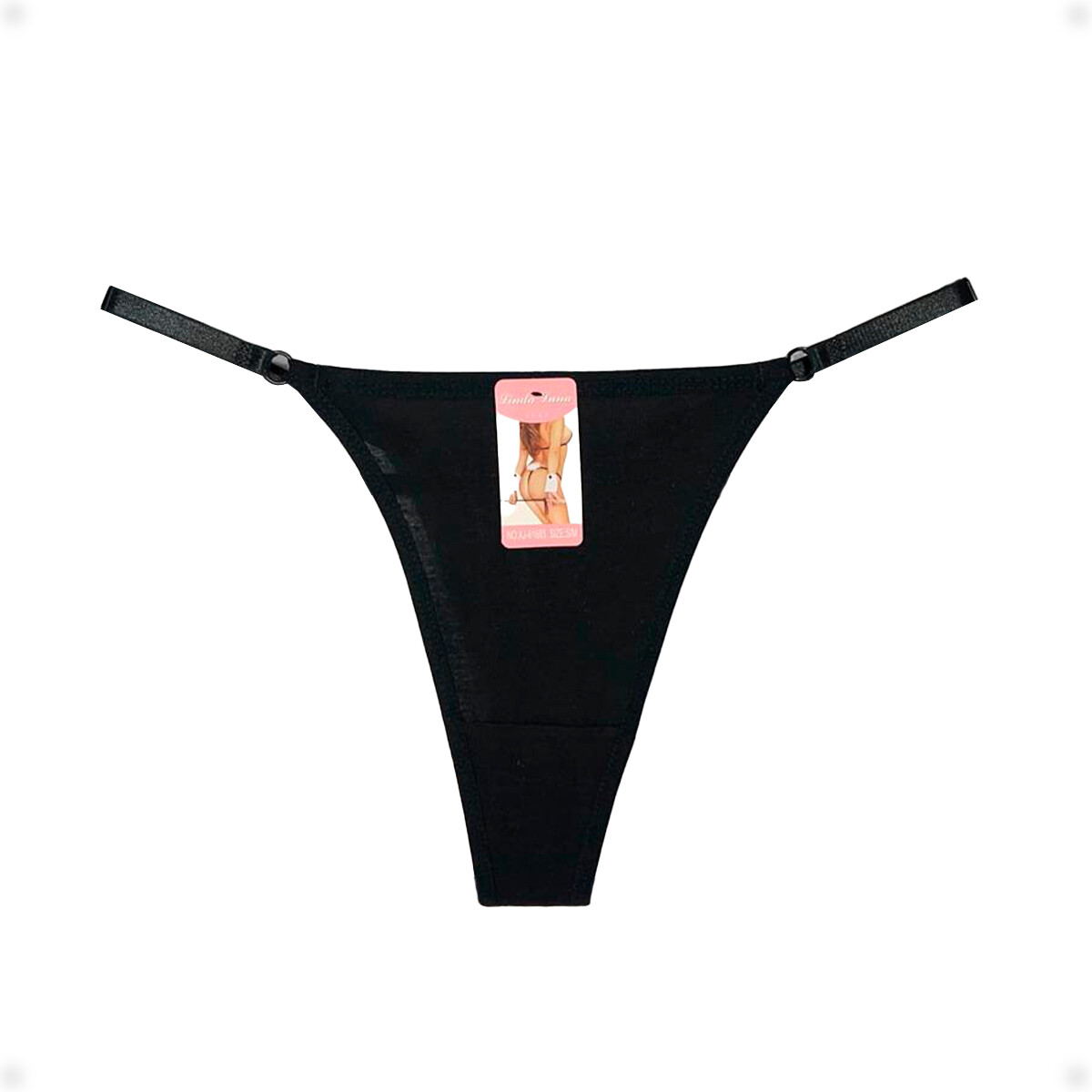 Tanga Colaless Ajustable De Algodón - Negro Talla L-XL 