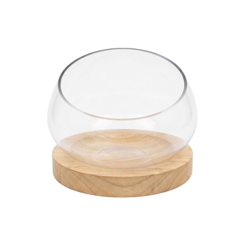 BASE VIDRIO TRANSP/MADERA 26X21CM Unica