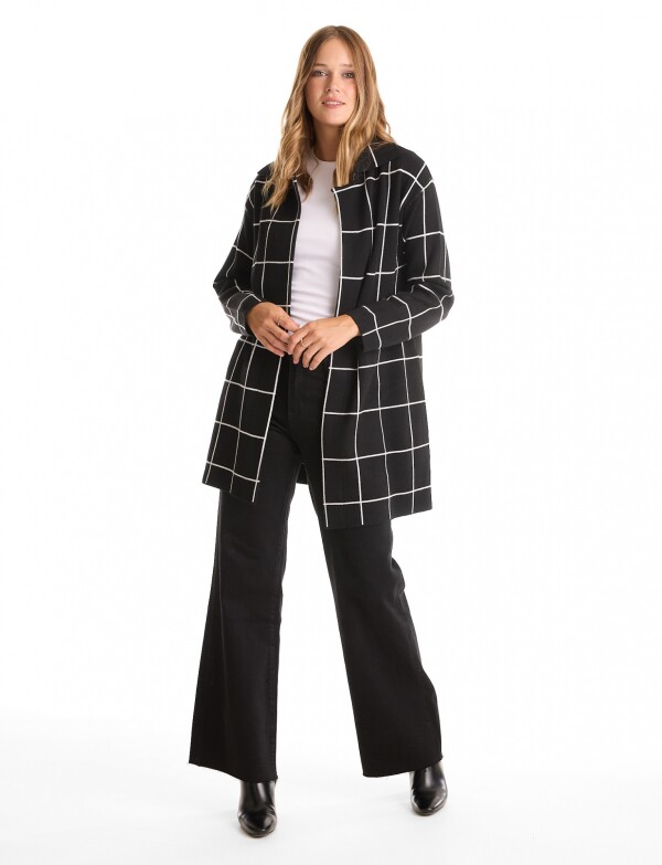 Cardigan Tejido Cuadros NEGRO/BLANCO