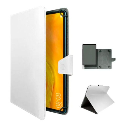Estuche Funda Protector Soporte Tablet 10.1 10 9 Simil Cuer Color Variante Blanco