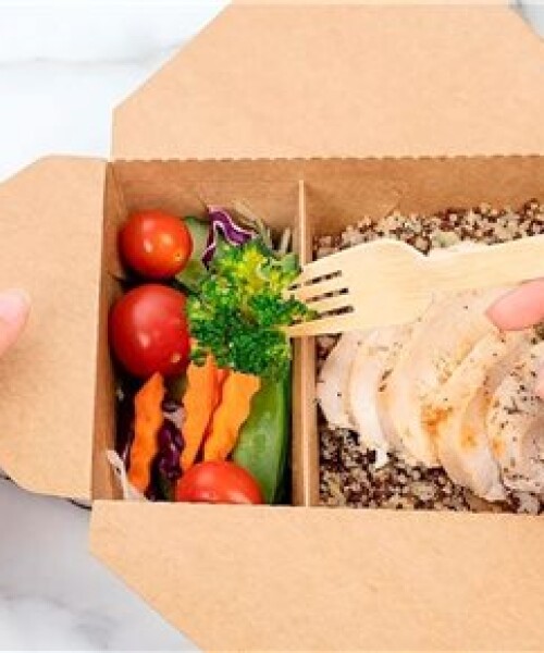 Caja kraft para comida con 2 compartimentos - 50 unidades Caja kraft para comida con 2 compartimentos - 50 unidades