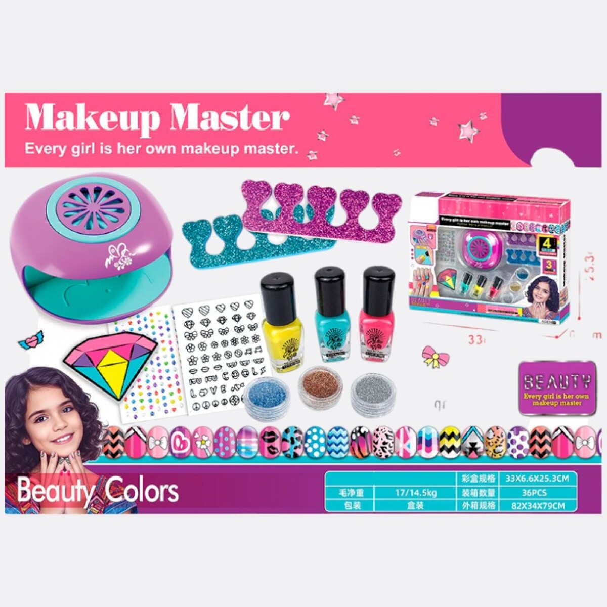 Kit Decoración Manos Y Pies 36 Pcs 