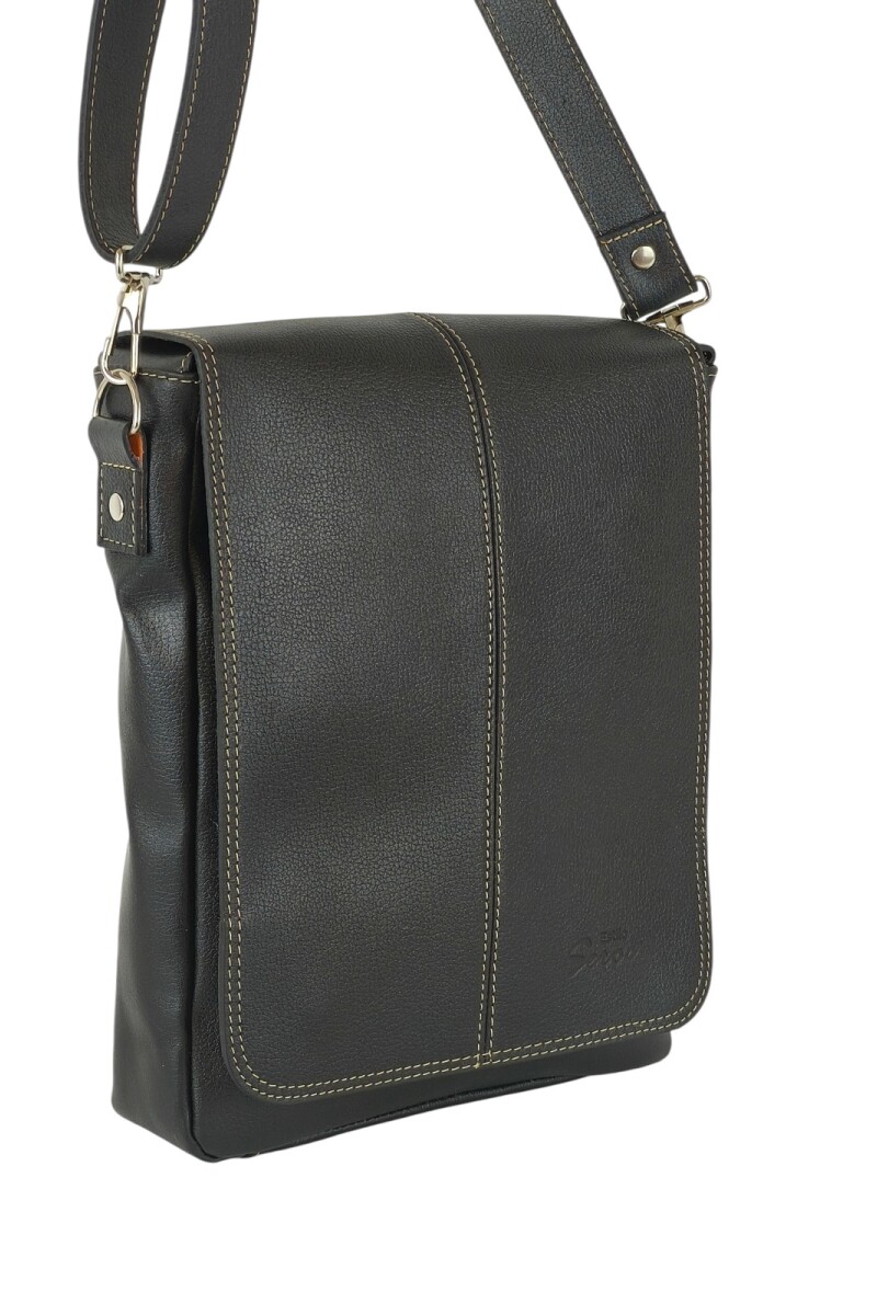 Morral con solapa mediano Negro