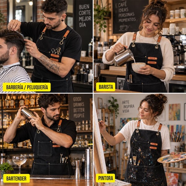 Delantal Gastronómico Unisex Jean Cocina Barbería Asado Chef IMBACK Color Negro Delantal Gastronómico Unisex Jean Cocina Barbería Asado Chef IMBACK Color Negro