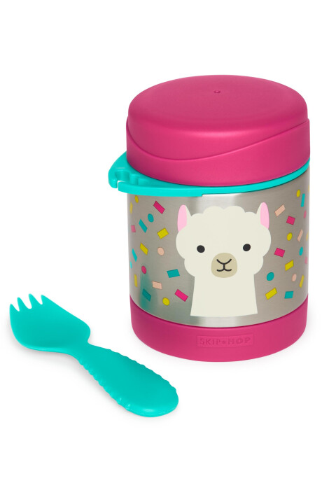 Tupper de acero inoxidable con cubierto diseño llama Sin color