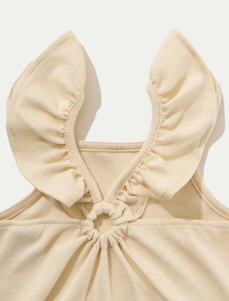 BLUSA INFANTIL MANGA CORTA CON VOLADOS BEIGE