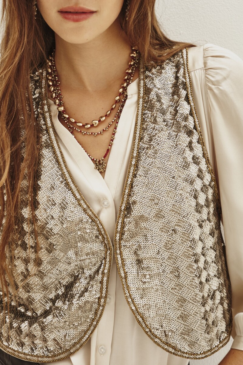 Chaleco Sequins Lyra Dorado