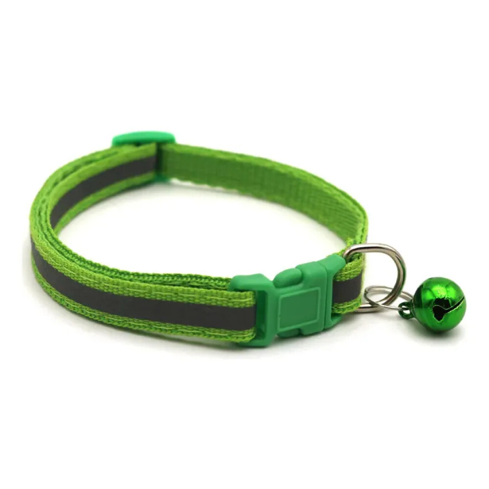 Collar Para Gato Ajustable Reflectivo Con Cascabel VERDE