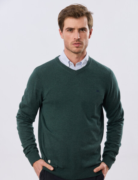 BUZO TEJIDO CUELLO EN V Verde