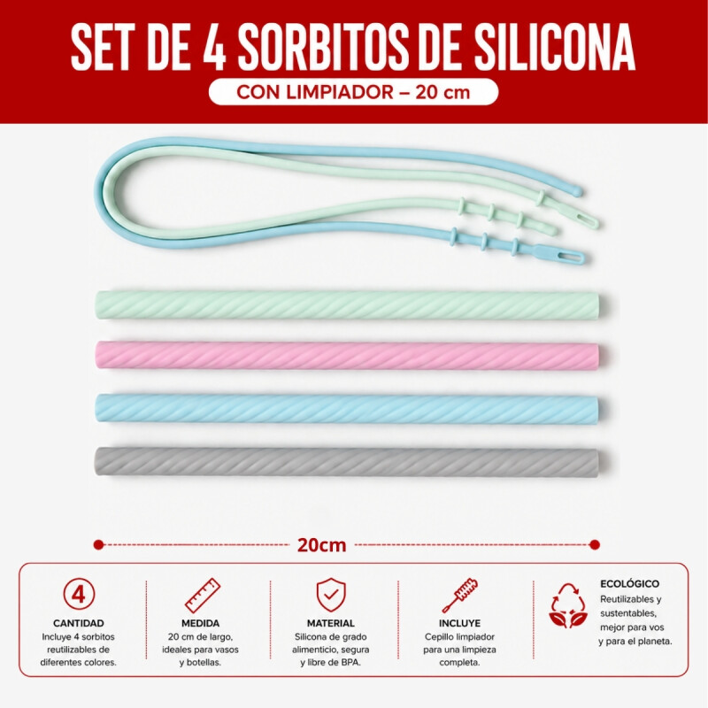 Set 4 Sorbitos silicona con limpiador TRANSPARENTE