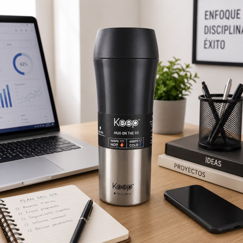 Mug en Acero Inoxidable Frio/Calor 400ml Negro