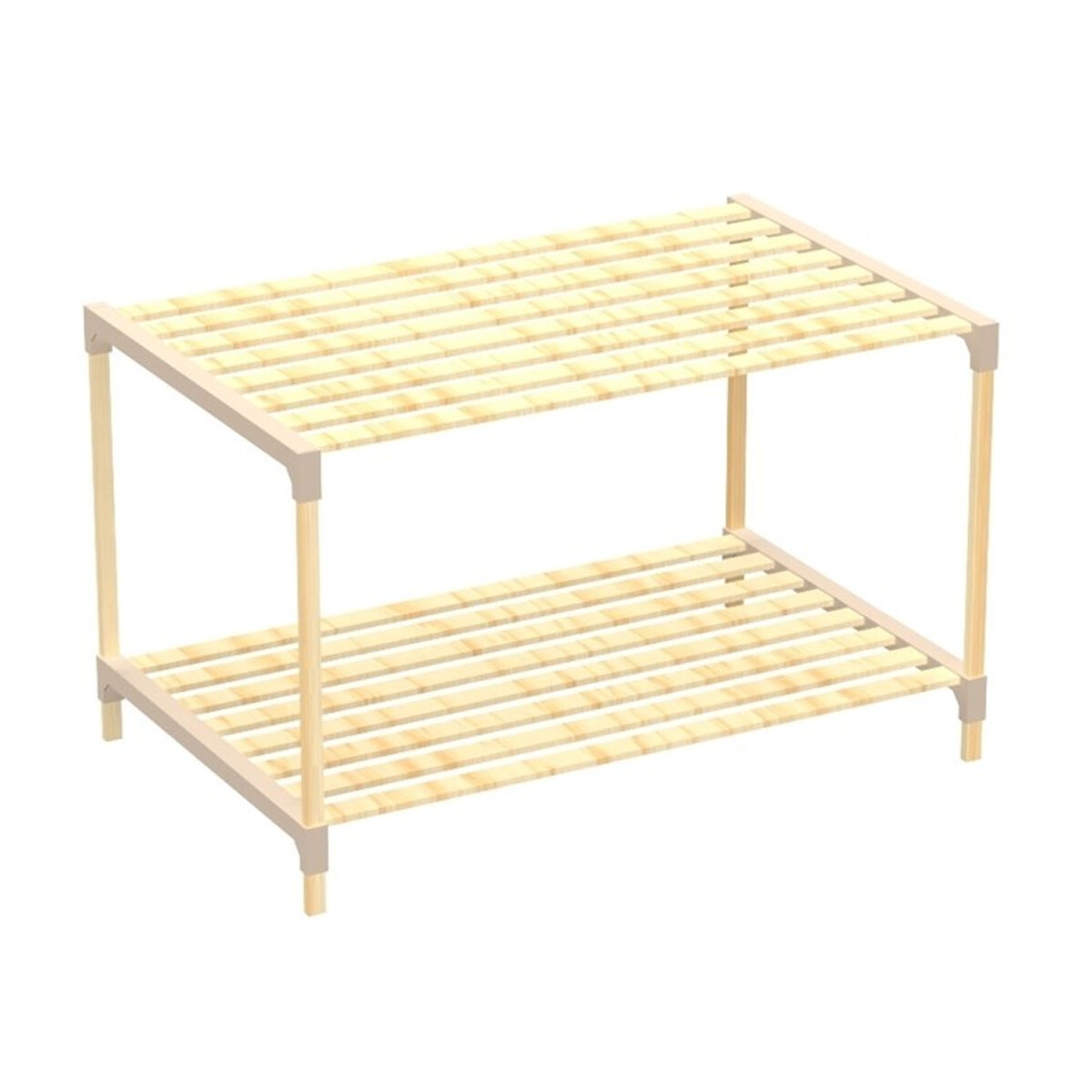 Estantería Organizadora Rack 2 Niveles 45x33x66Cm Madera PP - Natural 