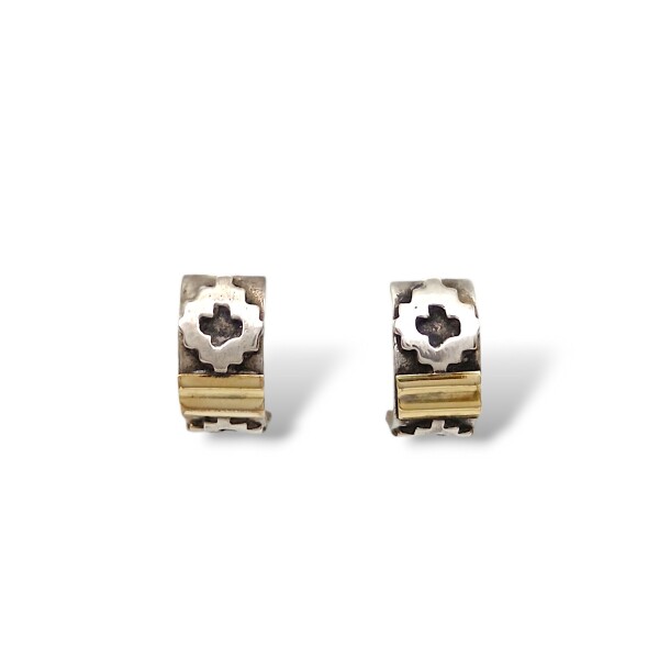 Caravanas Medio aro guarda Pampa-Plata y oro-Sin piedra-CA5071 sinpiedra