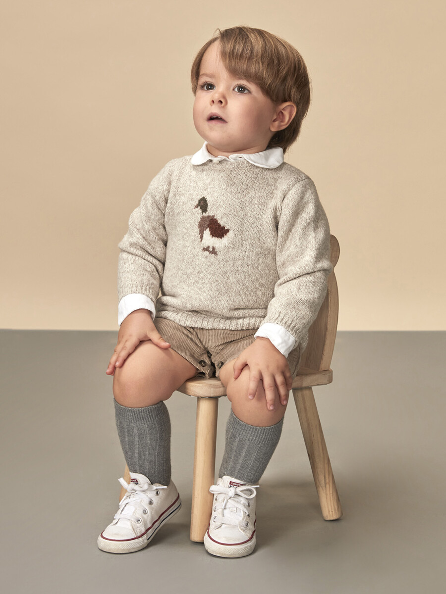 Jersey Intarsia Pato Marron Claro Melange