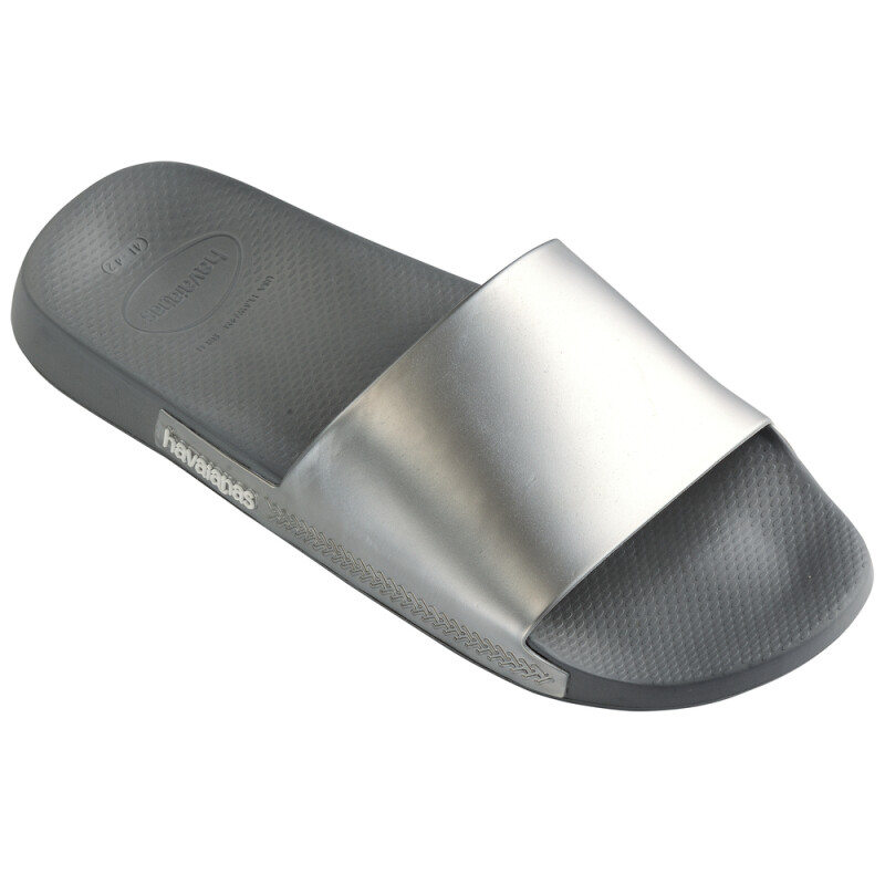 Sandalias Havaianas Slide Classic Metallic Unisex Acero Gris
