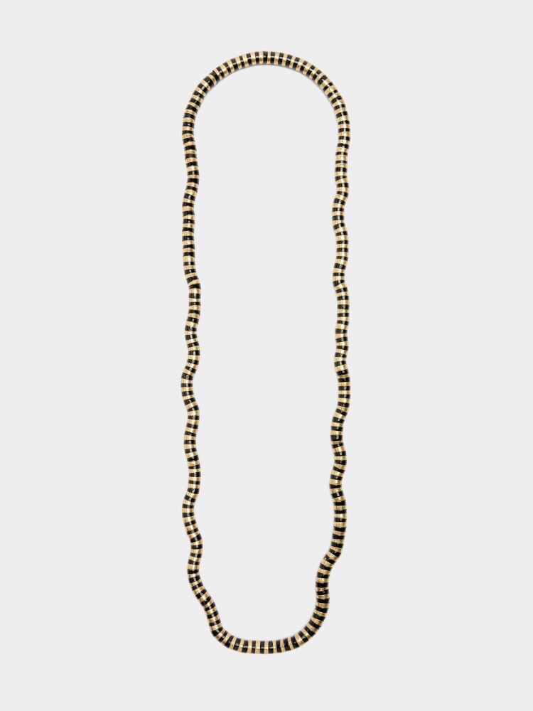 Collar Largo Cadena De Serpiente negro