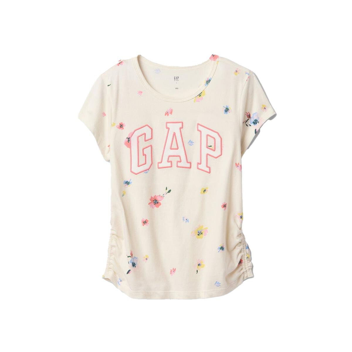 Remera Logo Gap Niña - White Floral Print 