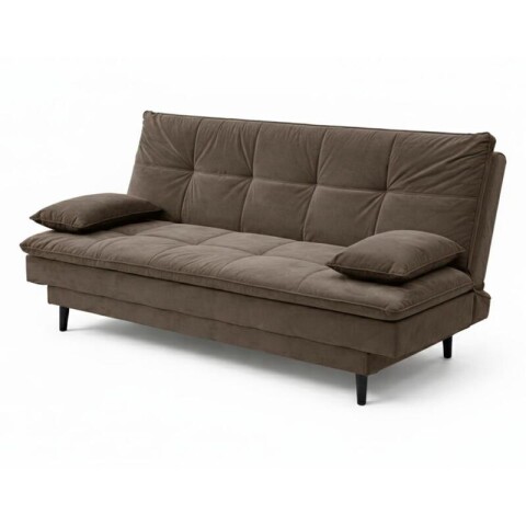 SILLON SOFACAMA LIVERPOOL con asiento reclinable en tela suede con cojines - Marrón SILLON SOFACAMA LIVERPOOL con asiento reclinable en tela suede con cojines - Marrón