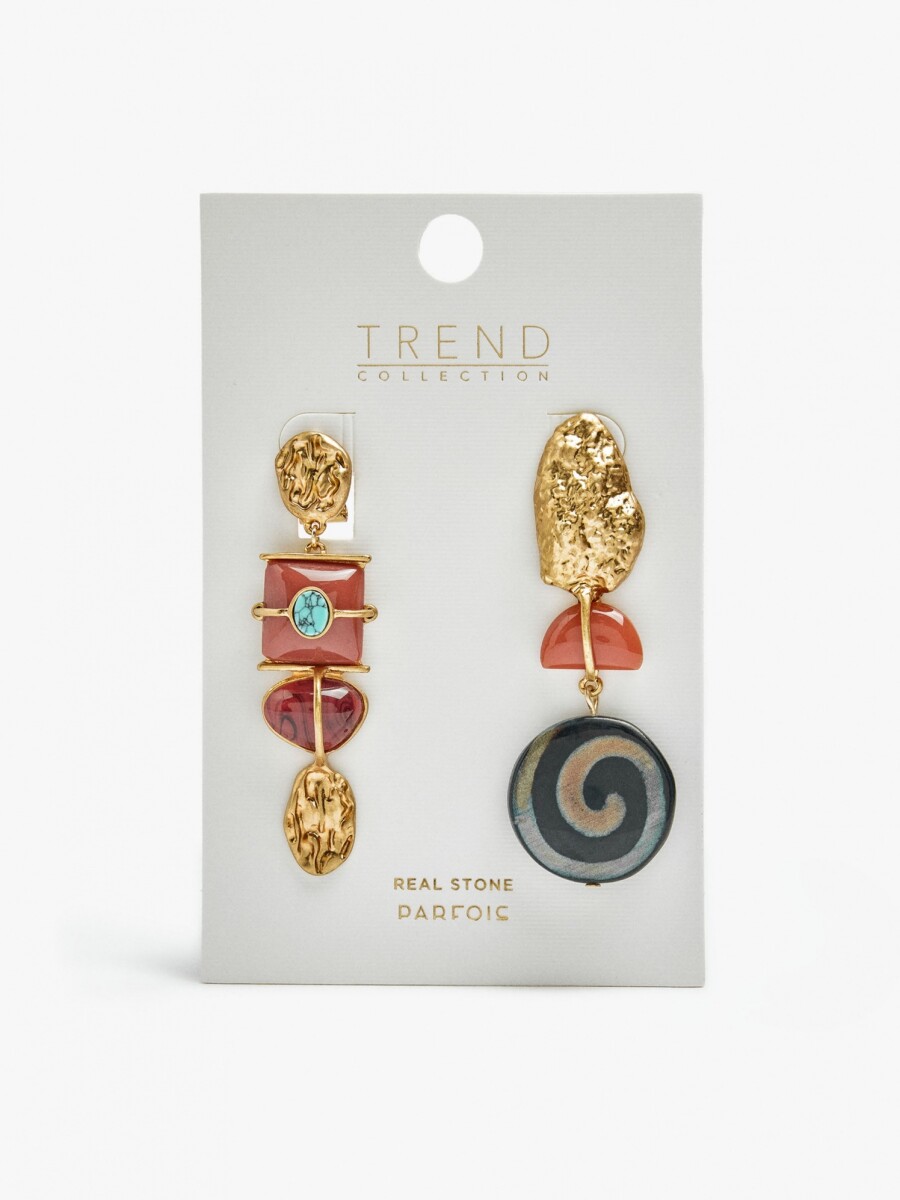 Pendientes Asimétricos Con Piedras multicolor