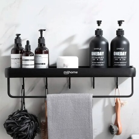 Estante Bruvic para Baño Minimalista con Toallero y Ganchos 001