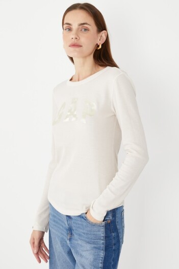 Remera Waffle Cuello Redondo Mujer Oyster Shine
