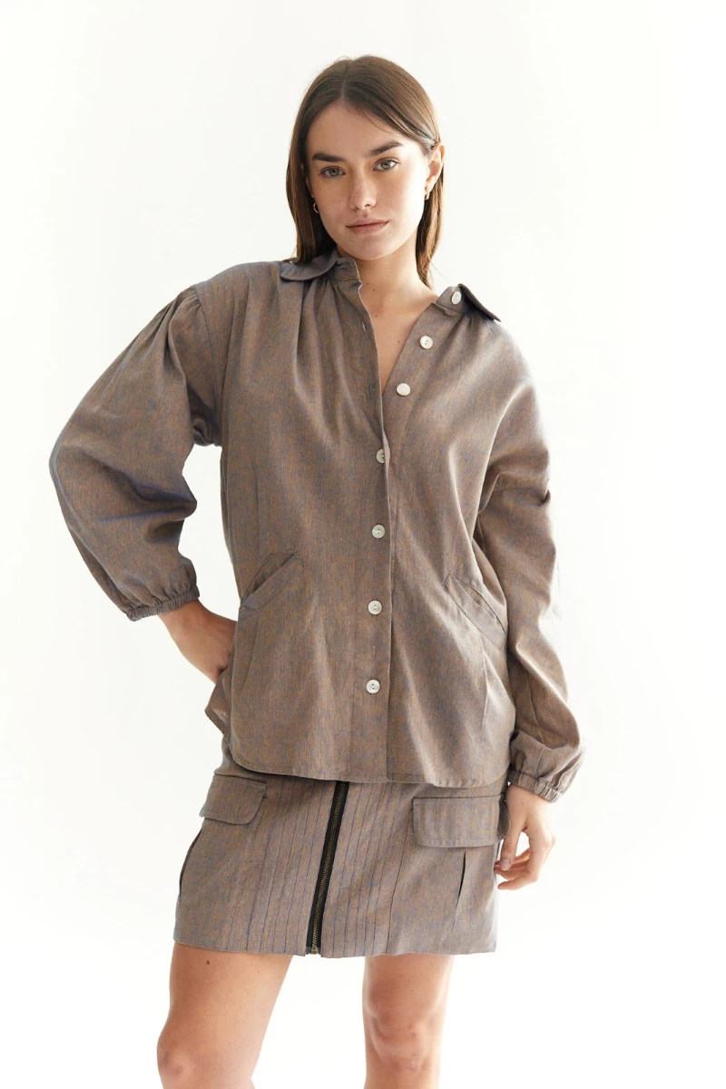 Camisa Almendra Azul