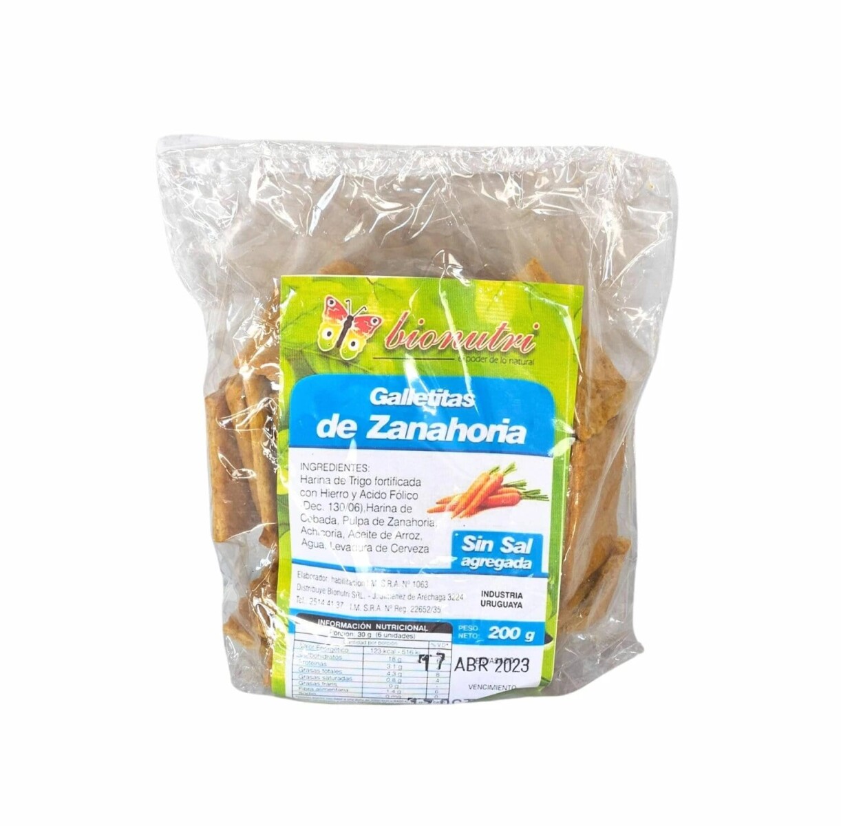 Galletas De Zanahoria Sin Sal Bionutri 