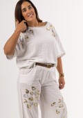 Blusa 100% lino con print dorado Made in italy Blusa 100% lino con print dorado Made in italy