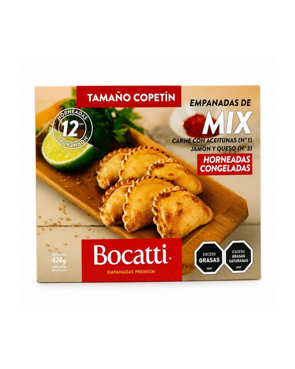 EMPANADAS COPETIN MIX JYQ Y CARNE X 12 BOCATTI PREMIUM 