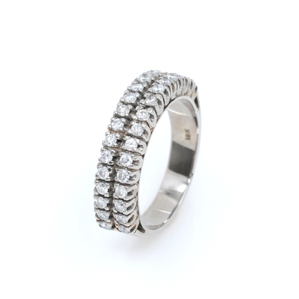 Anillo en oro 18k blanco con 2 hileras de brillantes Anillo en oro 18k blanco con 2 hileras de brillantes