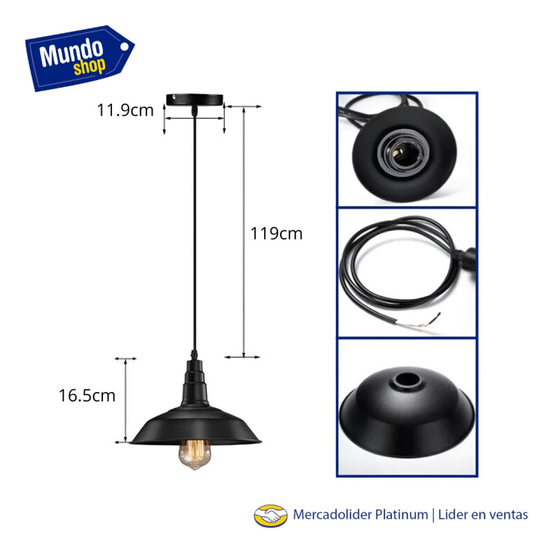 Lampara Colgante De Techo Vintage Negro