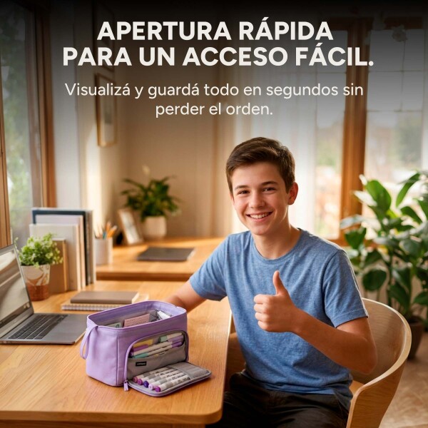 Cartuchera Escolar Liceal Organizador 22cm Gran Capacidad Color Violeta