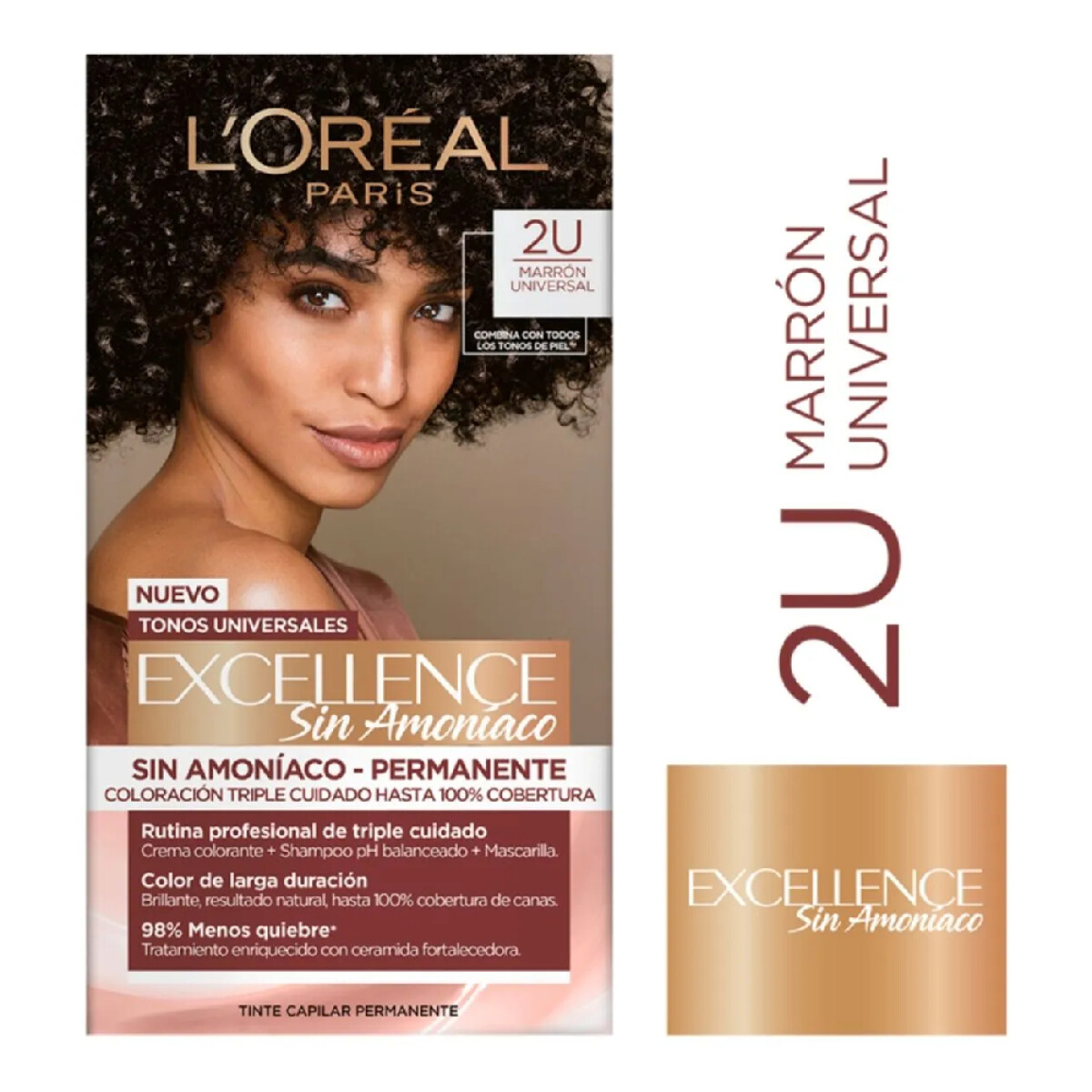 Tinta L'Oréal Paris Excellence Sin Amoníaco 2U Marrón Universal 