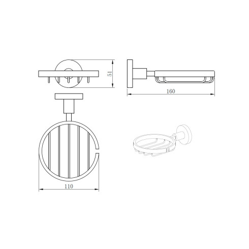 Jabonera Brush Nickel Serie Roma 000