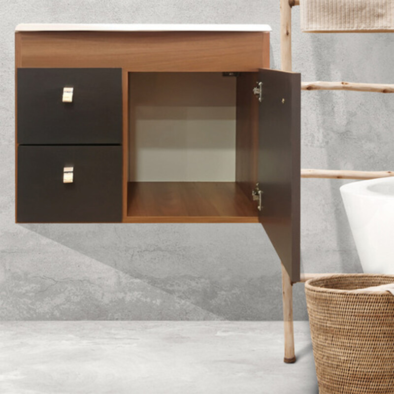 Mueble Para Baño Luna Con Bacha En Marmolina Y Espejo Premium 15mm Color Nogal/grafito Mueble Para Baño Luna Con Bacha En Marmolina Y Espejo Premium 15mm Color Nogal/grafito