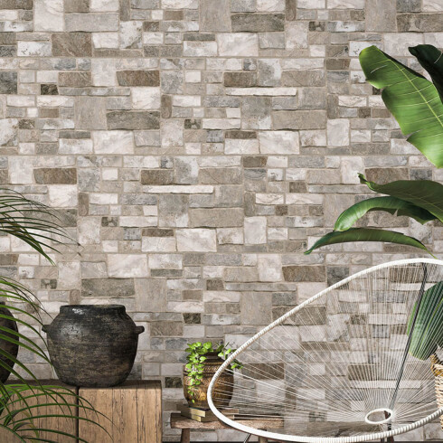Cerámica gris Simil piedra mate Liso 32x55.5Cm pared GAMAS DE GRIS