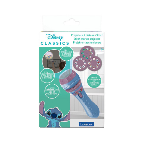 Linterna Proyector con 3 Discos Lexibook 18 cm Stitch