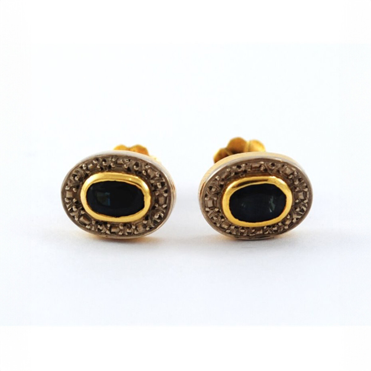 Caravanas Oro 18K Y Zafiro 