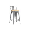 Taburete con respaldo Tolix en metal con asiento de madera Gris