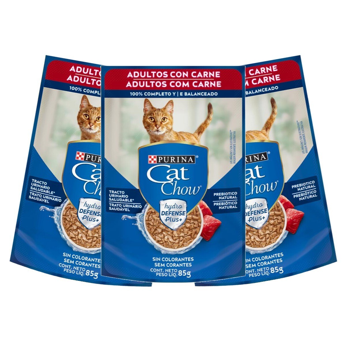 ALIMENTO GATOS CAT CHOW ADULTOS CARNE 85GR PACK X12 
