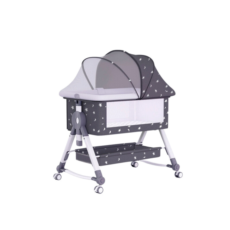 Cuna Colecho Moises con Ruedas y Mosquitero Bebe Gris oscuro