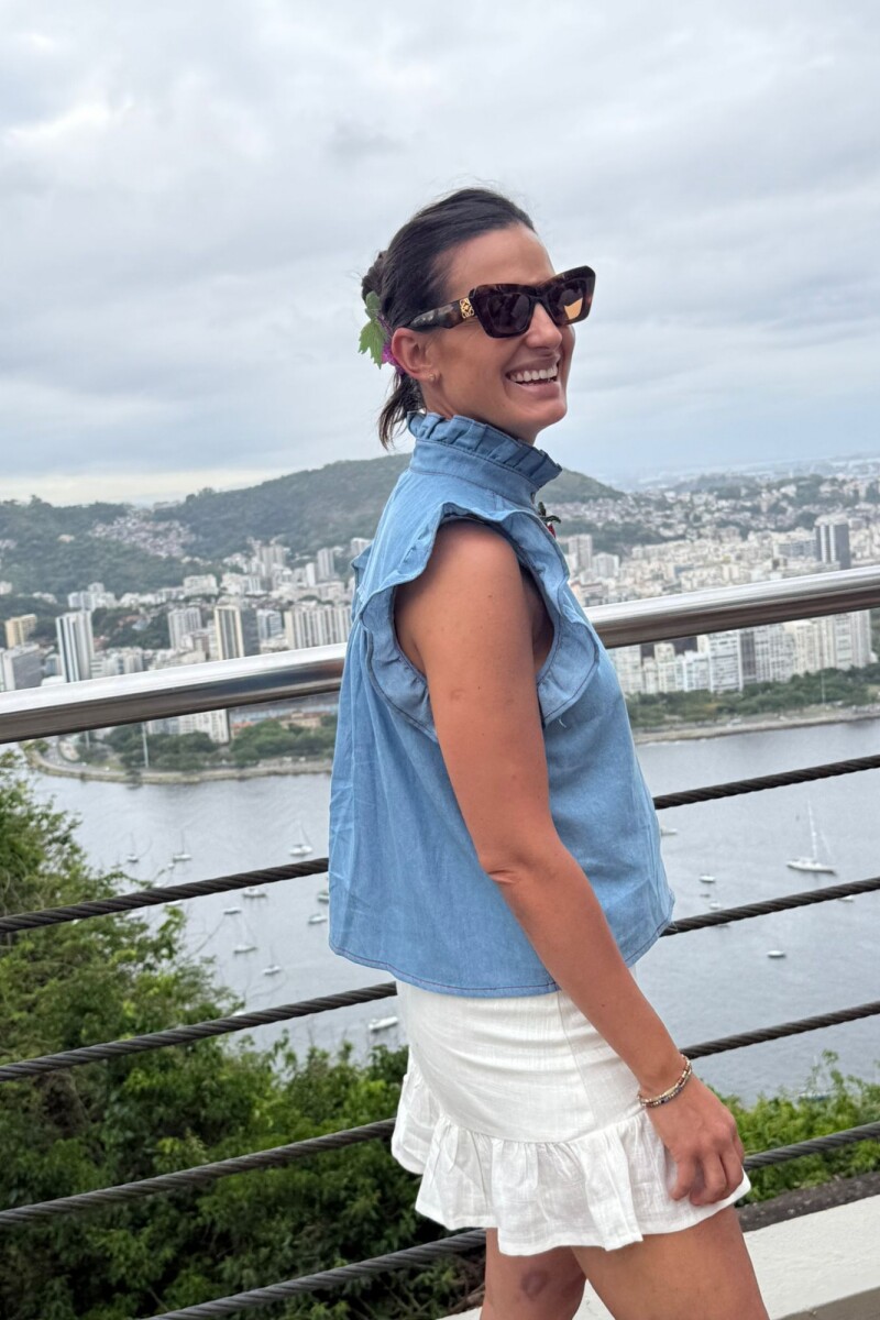 BLUSA CEREZA DENIM Celeste