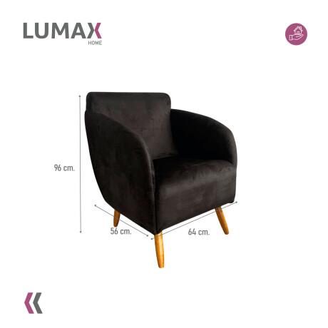 Pack x2 Sillón poltrona 1 cuerpo Lumax Kira nórdico de tela Negro