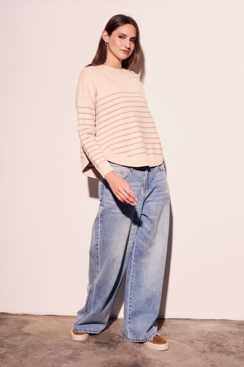 Sweater Rayado Rosa Viejo