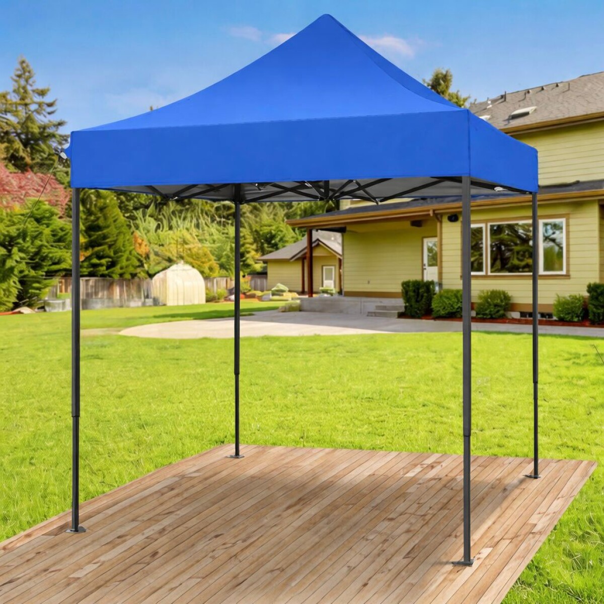Gazebo plegable para exterior 3m x 3m | Azul 