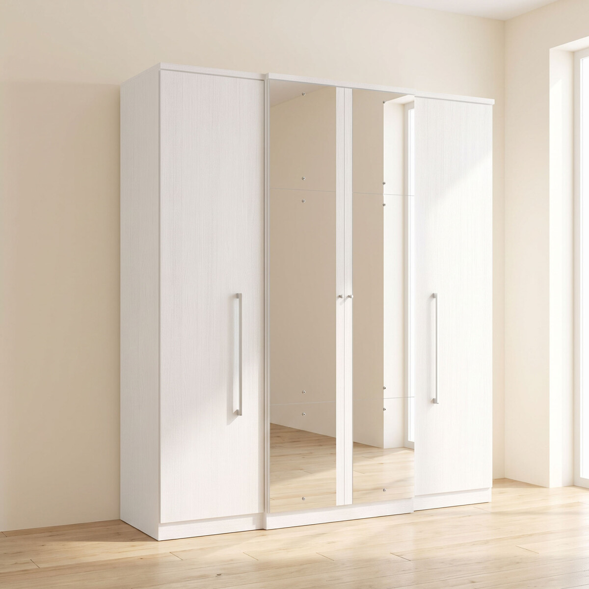 PLACARD ROPERO - 4 PUERTAS MDP BLANCO SPLENDORE GLASS 