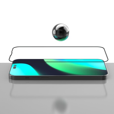 Vidrio templado c/ borde silicona para iphone 14 pro devia full screen Black