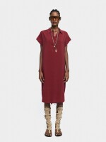 Vestido Camisero Efecto Arrugado burdeos